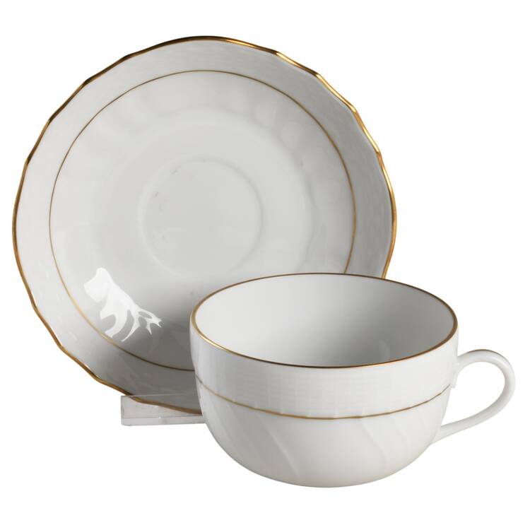 Golden Edge Newer (HDE) Flat Cup & Saucer Set