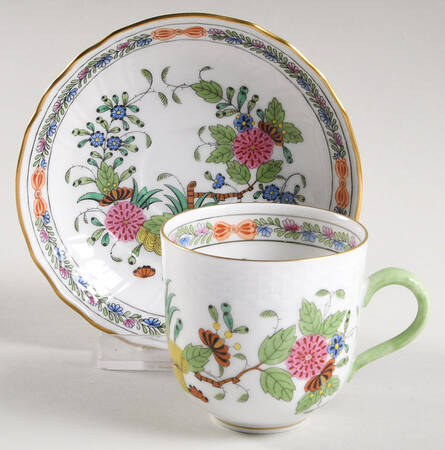 Indian Basket Muliticolor (FD) Flat Demitasse Cup & Saucer Set