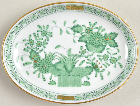 Indian Basket Green (FV) 4" Oval Ashtray