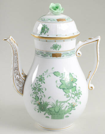 Indian Basket Green (FV) Small Coffee Pot & Lid
