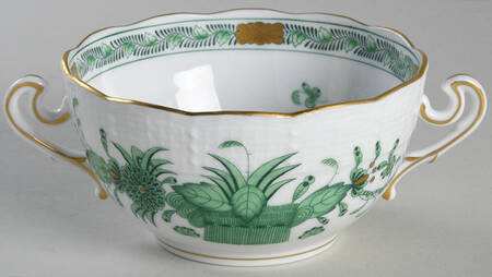 Indian Basket Green (FV) Flat Cream Soup Bowl