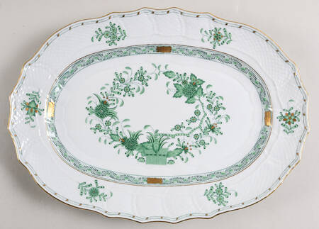 Indian Basket Green (FV) 13" Oval Serving Platter