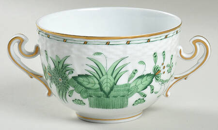 Indian Basket Green (FV) Cream Soup Bowl No Lid