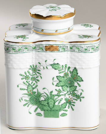 Indian Basket Green (FV) Tea Caddy & Lid