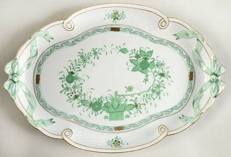 Indian Basket Green (FV) 15" Oval Tray