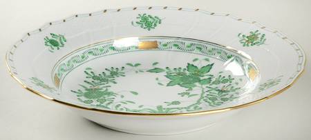 Indian Basket Green (FV) Large Rim Soup Bowl