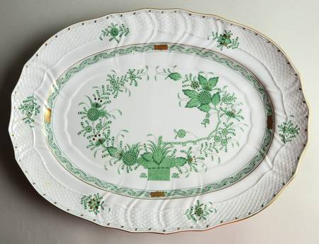 Indian Basket Green (FV) 15" Oval Serving Platter