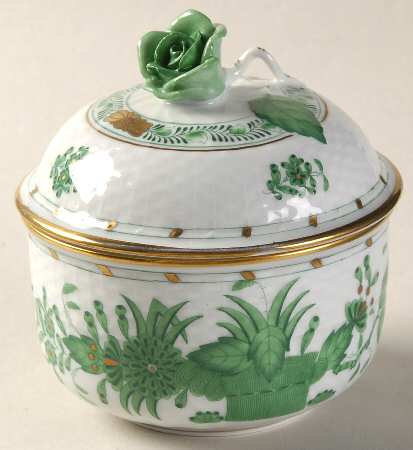 Indian Basket Green (FV) Sugar Bowl & Lid