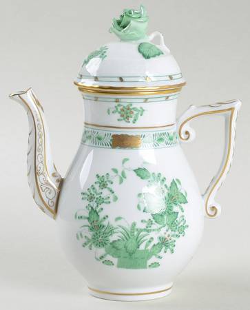 Indian Basket Green (FV) Individual Coffee Pot & Lid