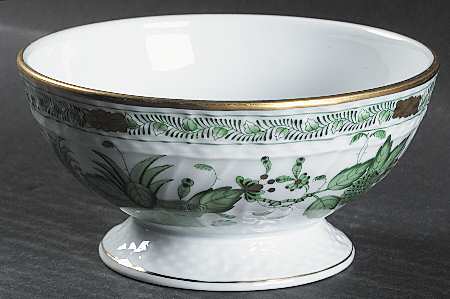Indian Basket Green (FV) Footed Dessert Bowl