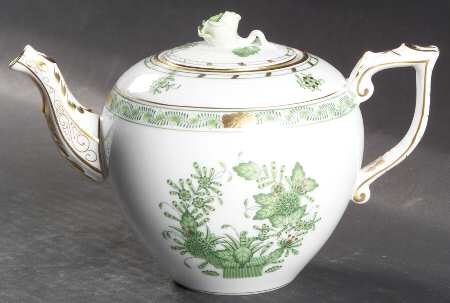 Indian Basket Green (FV) Small Teapot & Lid