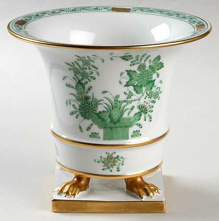 Indian Basket Green (FV) 5" Claw Footed Urn Vase