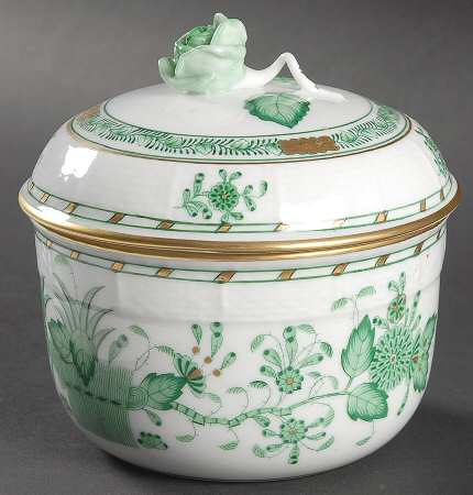 Indian Basket Green (FV) Sugar Bowl & Lid