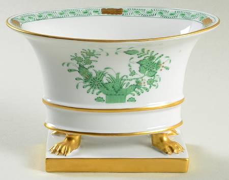 Indian Basket Green (FV) 4" Oval Footed Urn