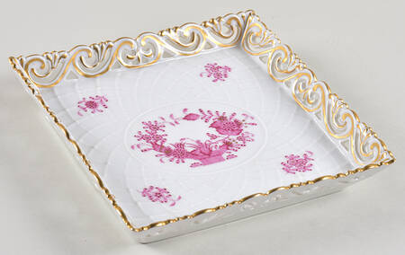 Indian Basket Raspberry (P) 6" Square Tray