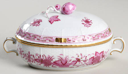 Indian Basket Raspberry (P) Oval Candy Box & Lid