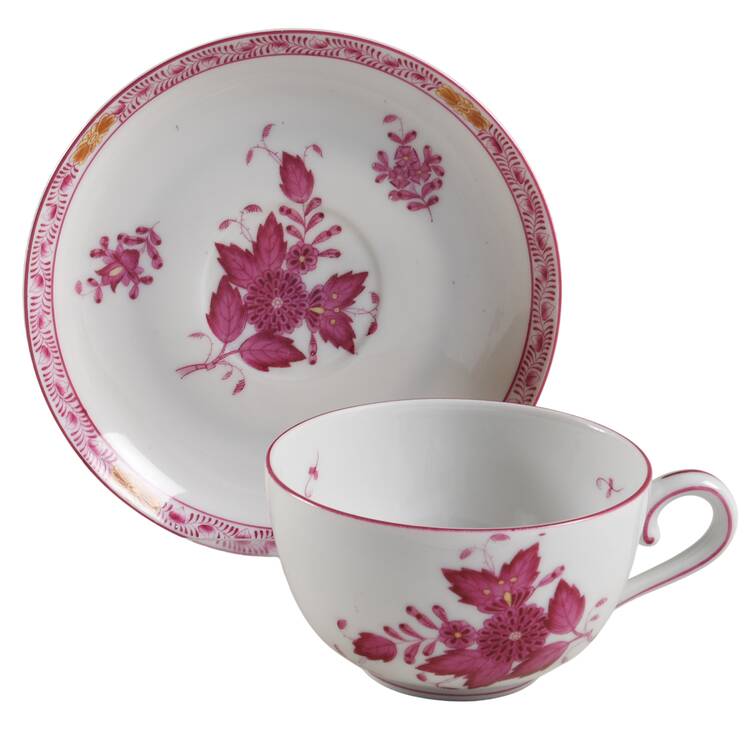 Indian Basket Raspberry (P) Flat Cup & Saucer Set