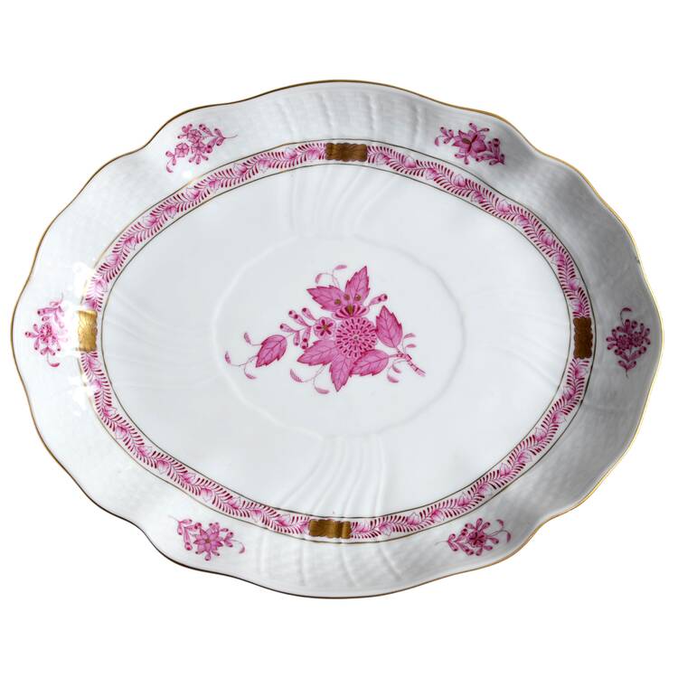 Indian Basket Raspberry (P) 10" Oval Vegetable Bowl