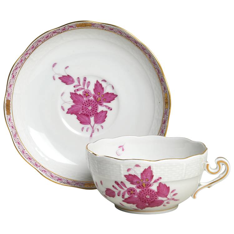 Indian Basket Raspberry (P) Breakfast Cup & Saucer Set