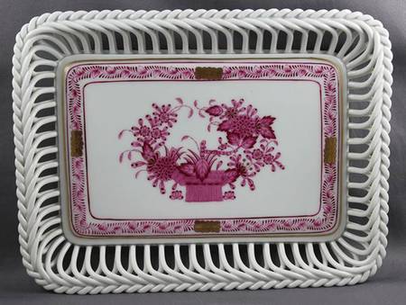 Indian Basket Raspberry (P) 8" Rectangular Open Weave Basket