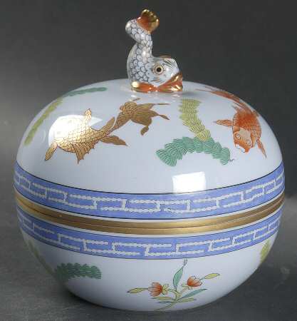 Poisson (PO) (Blue Background) Bonbonniere with Dolphin Finial