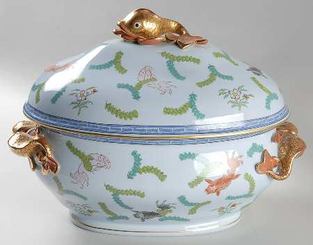 Poisson (PO) (Blue Background) Tureen & Lid