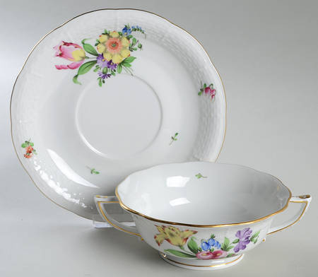 Printemps (BT) Footed Cream Soup Bowl & Saucer Set