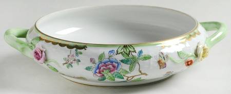 Queen Victoria (Green Border) Round Vegetable No Lid
