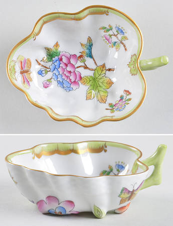 Queen Victoria (Green Border) 4" Leaf Dish