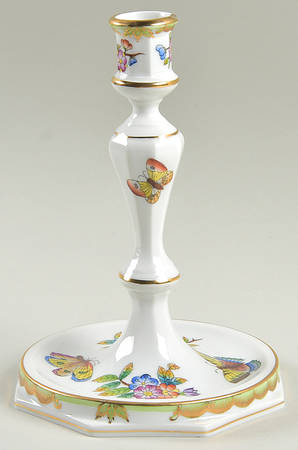 Queen Victoria (Green Border) 7" Candlestick