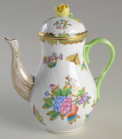 Queen Victoria (Green Border) Small Coffee Pot & Lid