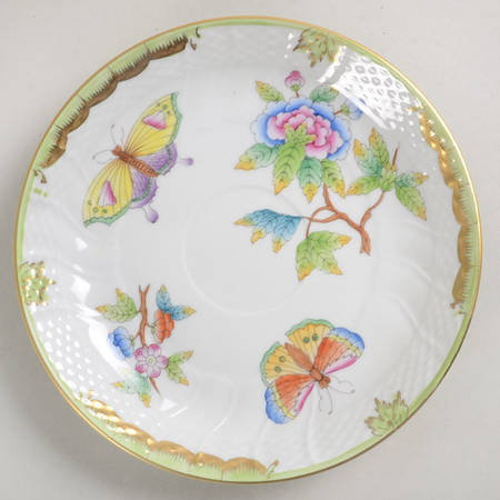 Queen Victoria (Green Border) Saucer for Flat Bouillon Cup