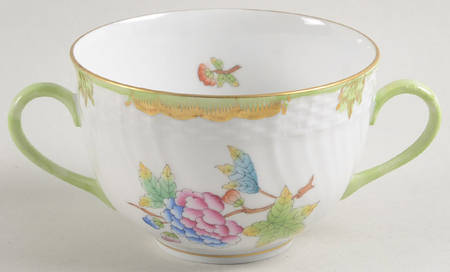 Queen Victoria (Green Border) Flat Bouillon Cup