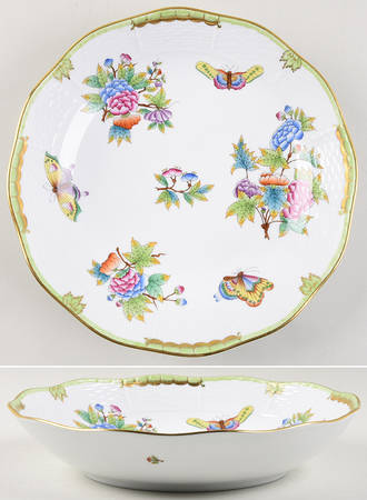 Queen Victoria (Green Border) 10" Round Vegetable Bowl