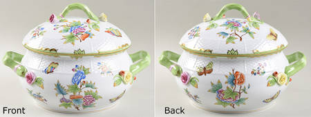 Queen Victoria (Green Border) Bean Pot & Lid
