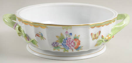 Queen Victoria (Green Border) Round Vegetable No Lid