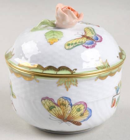 Queen Victoria (Green Border) Mini Sugar Bowl & Lid
