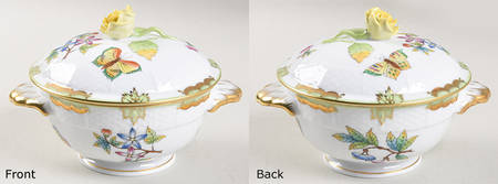 Queen Victoria (Green Border) Bouillon Soup W/Lid