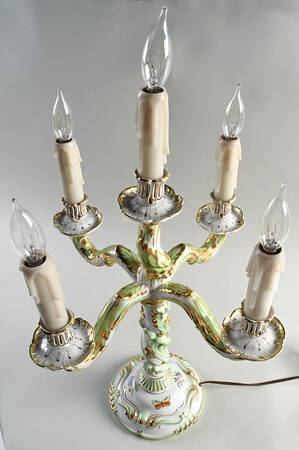 Queen Victoria (Green Border) 5 Light Candelabra