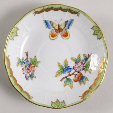 Queen Victoria (Green Border) Saucer for Flat Demitasse Cup