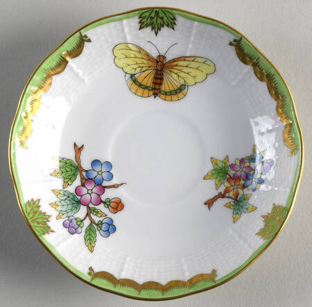 Queen Victoria (Green Border) Saucer for Flat Demitasse Cup