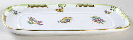 Queen Victoria (Green Border) Rectangular Butter No Lid