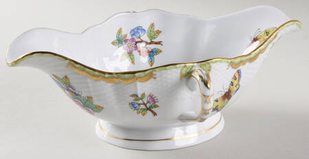 Queen Victoria (Green Border) Gravy Boat
