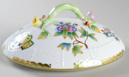 Queen Victoria (Green Border) Lid for Oval Vegetable