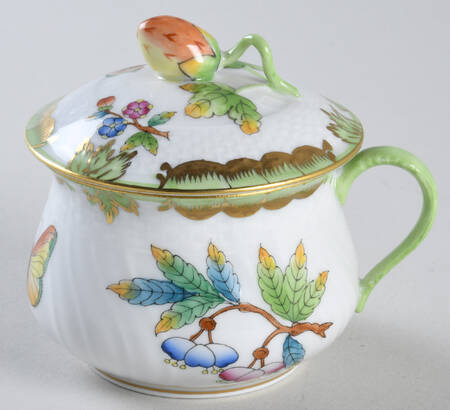 Queen Victoria (Green Border) Pot de Creme (2 Pc)-Lid & Base