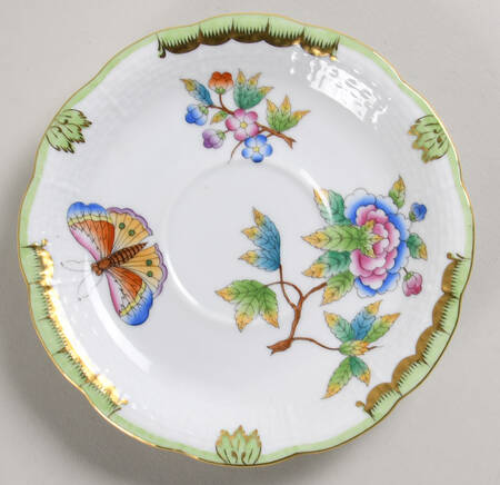 Queen Victoria (Green Border) Saucer for Footed Cup