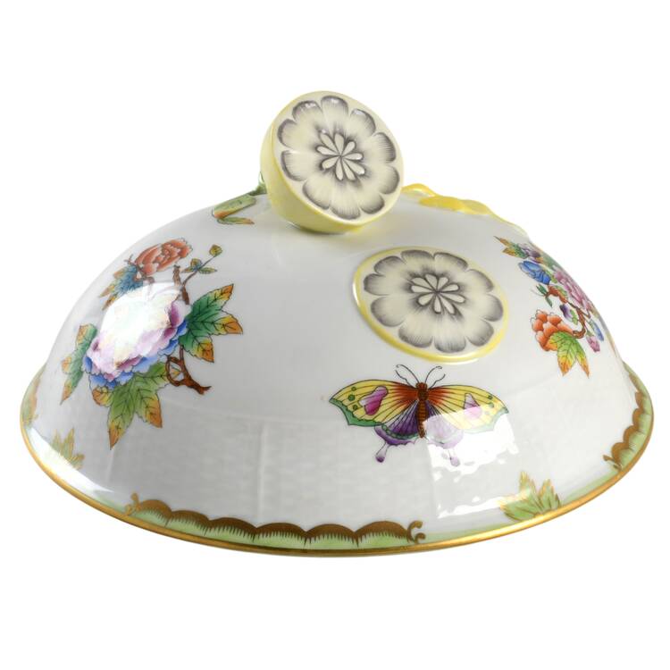 Queen Victoria (Green Border) Lid for Footed Bowl