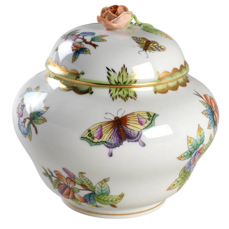 Queen Victoria (Green Border) Medium Ginger Jar & Lid