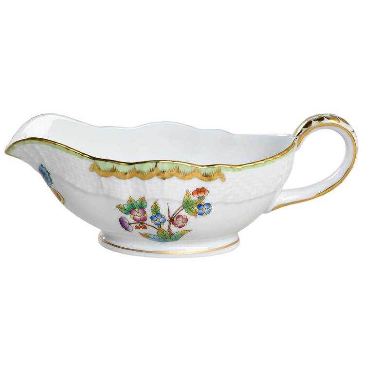 Queen Victoria (Green Border) Gravy Boat