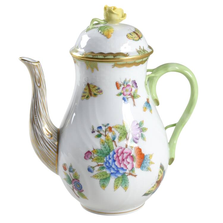 Queen Victoria (Green Border) Coffee Pot & Lid